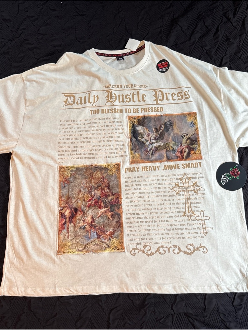 Recycled Threads Men’s 5X Daily Hustle Press Bible Quote Men’s Shirt Rare NWT